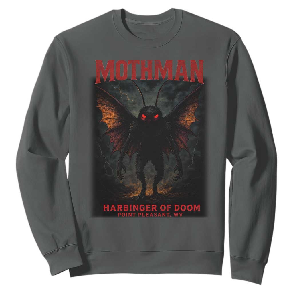 Mothman Sweatshirt Horror Harbinger of Doom Urban Myth Cryptid Creature TS10 Dark Heather Print Your Wear
