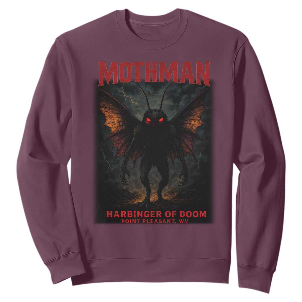 Mothman Sweatshirt Horror Harbinger of Doom Urban Myth Cryptid Creature TS10 Maroon Print Your Wear