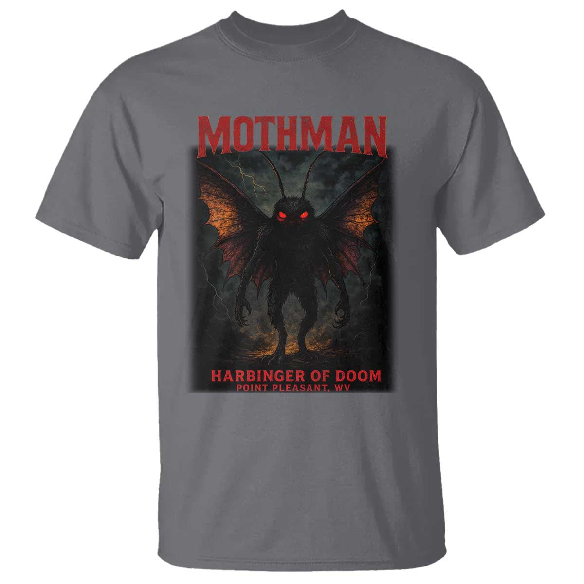 Mothman T Shirt Horror Harbinger of Doom Urban Myth Cryptid Creature TS10 Charcoal Print Your Wear