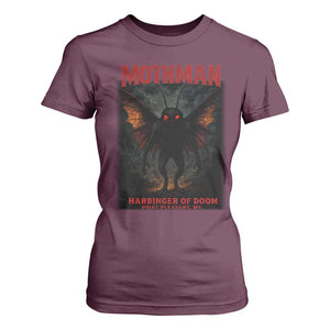 Mothman T Shirt For Women Horror Harbinger of Doom Urban Myth Cryptid Creature TS10 Maroon Print Your Wear