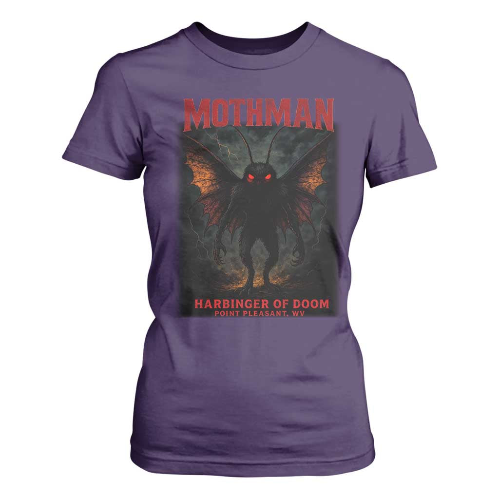 Mothman T Shirt For Women Horror Harbinger of Doom Urban Myth Cryptid Creature TS10 Purple Print Your Wear