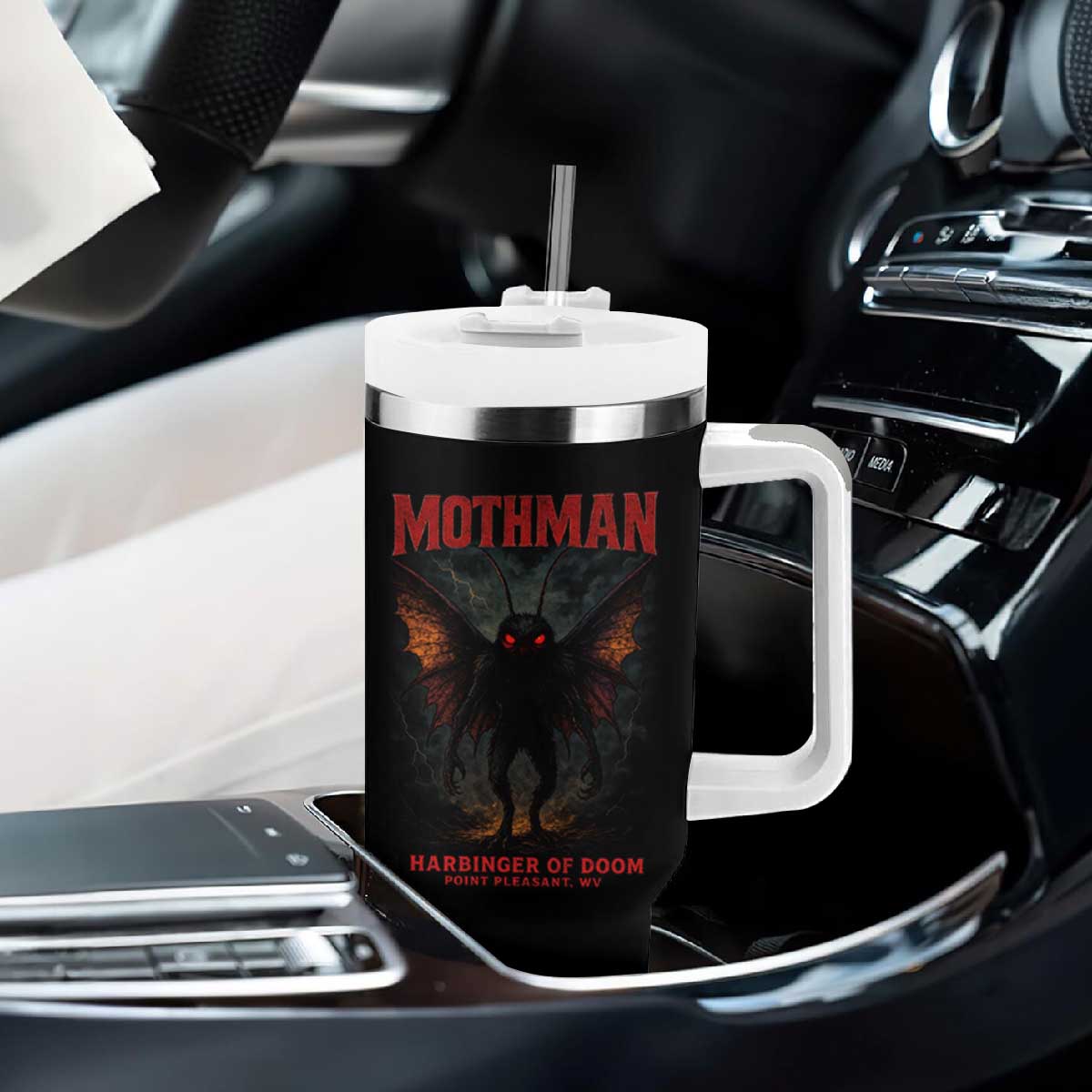Mothman Tumbler With Handle Horror Harbinger of Doom Urban Myth Cryptid Creature TS10 Print Your Wear