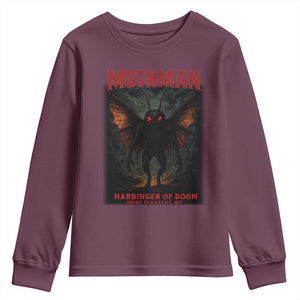 Mothman Youth Sweatshirt Horror Harbinger of Doom Urban Myth Cryptid Creature TS10 Maroon Print Your Wear