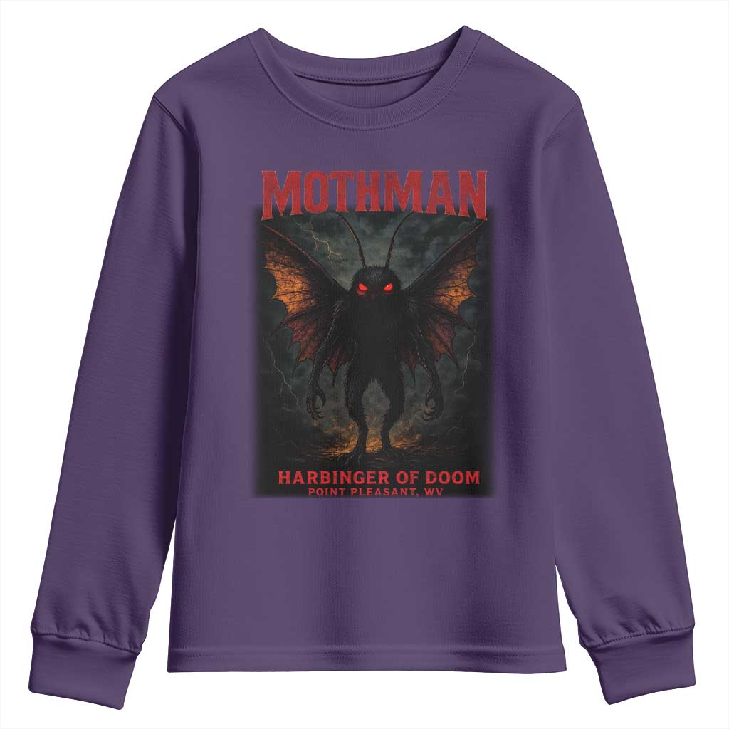 Mothman Youth Sweatshirt Horror Harbinger of Doom Urban Myth Cryptid Creature TS10 Purple Print Your Wear