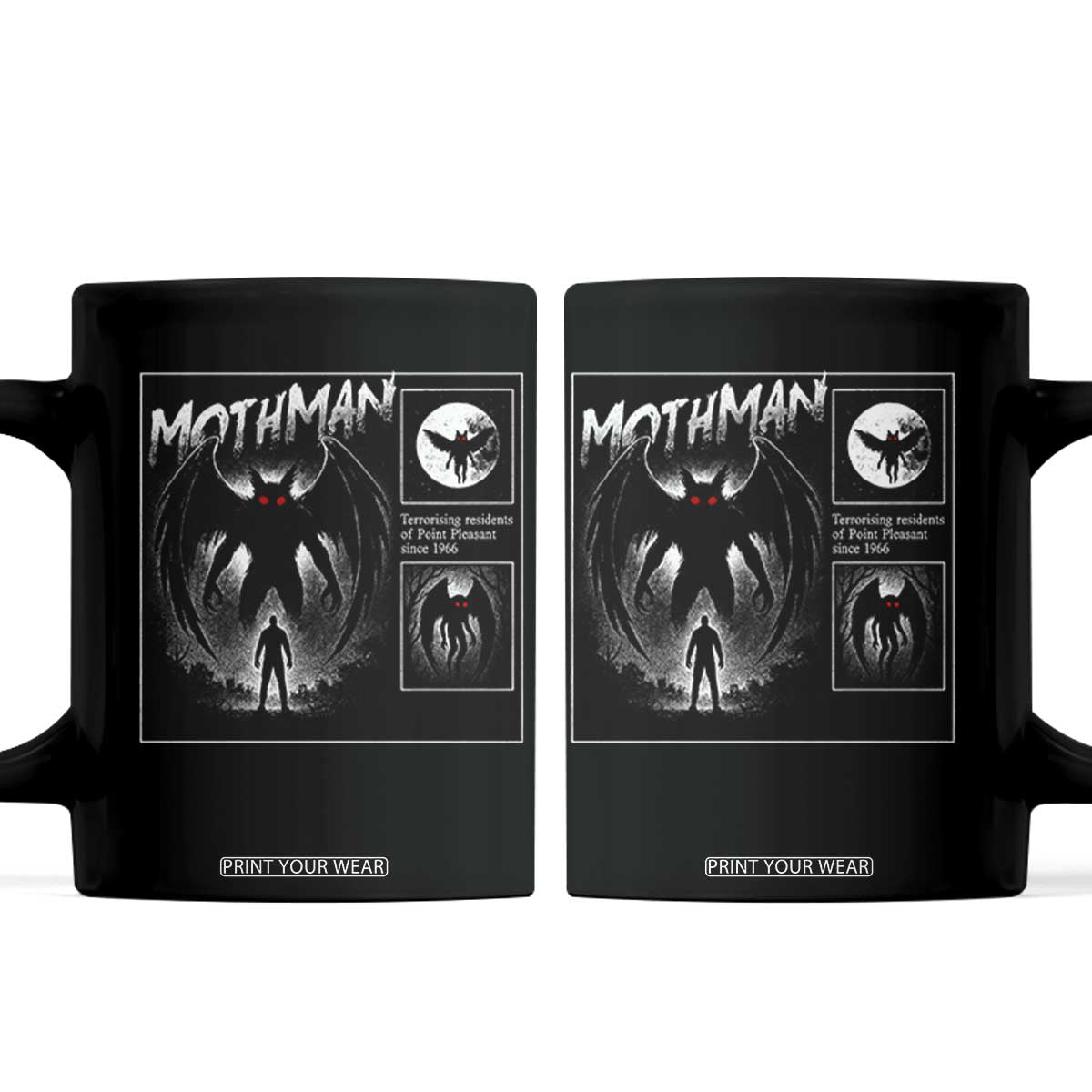Mothman Coffee Mug Retro Horror Manga Urban Myth Cryptid Creature TS10 Black Print Your Wear