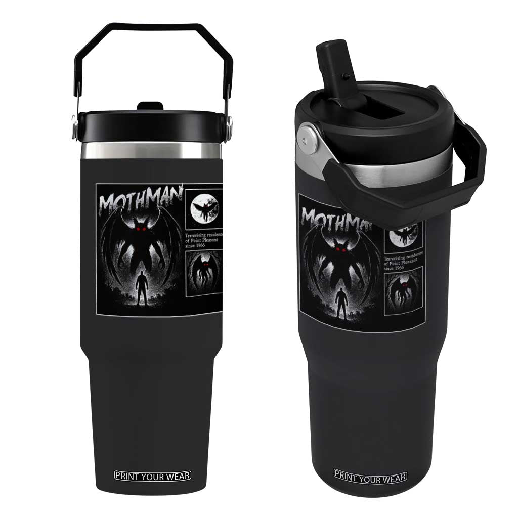 Mothman Flip Straw Tumbler Retro Horror Manga Urban Myth Cryptid Creature TS10 One Size: 30 oz Black Print Your Wear