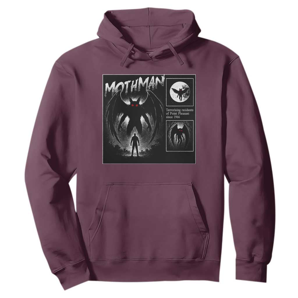 Mothman Hoodie Retro Horror Manga Urban Myth Cryptid Creature TS10 Maroon Print Your Wear