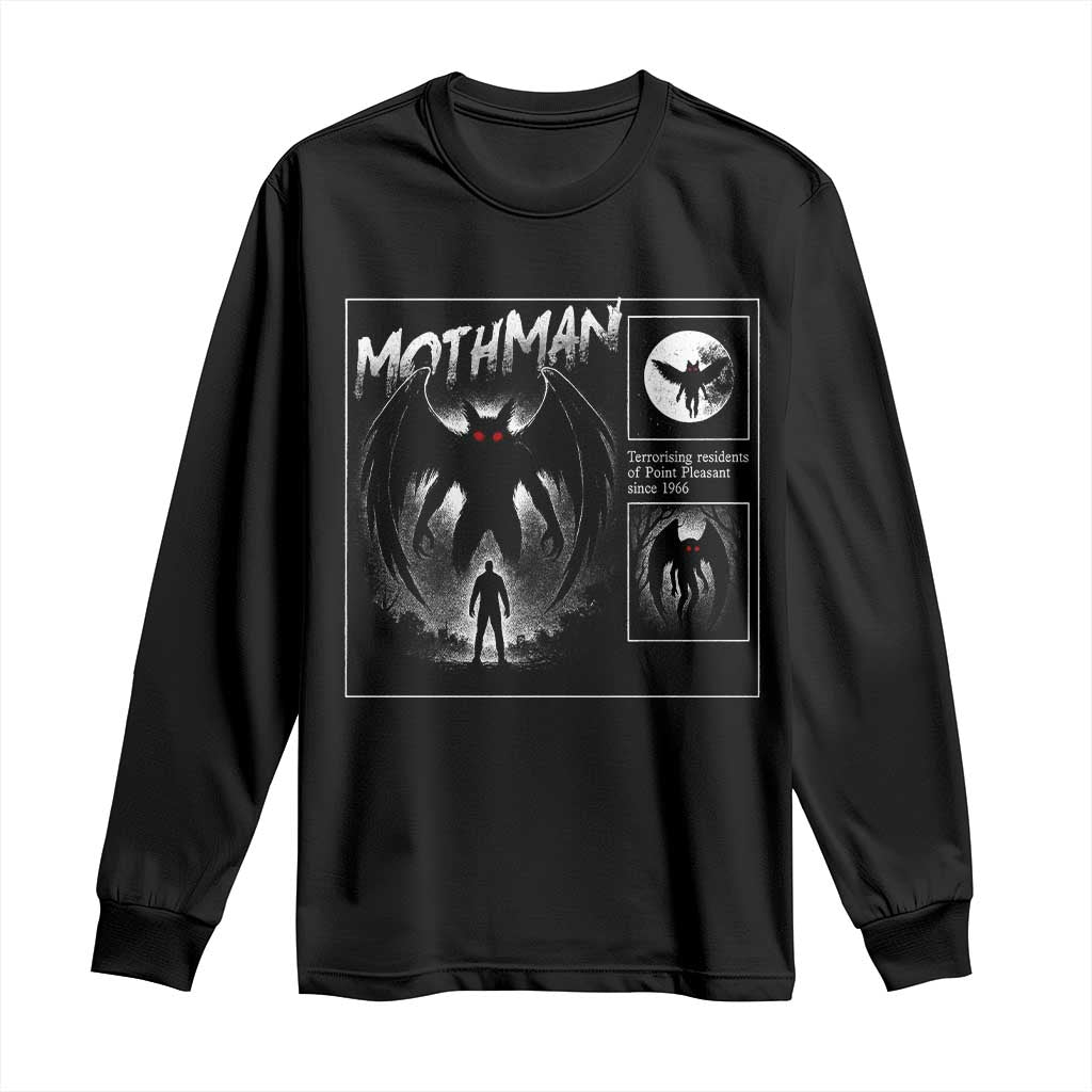 Mothman Long Sleeve Shirt Retro Horror Manga Urban Myth Cryptid Creature TS10 Black Print Your Wear