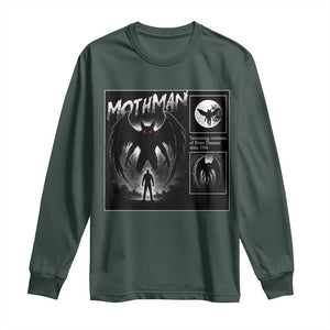 Mothman Long Sleeve Shirt Retro Horror Manga Urban Myth Cryptid Creature TS10 Dark Forest Green Print Your Wear