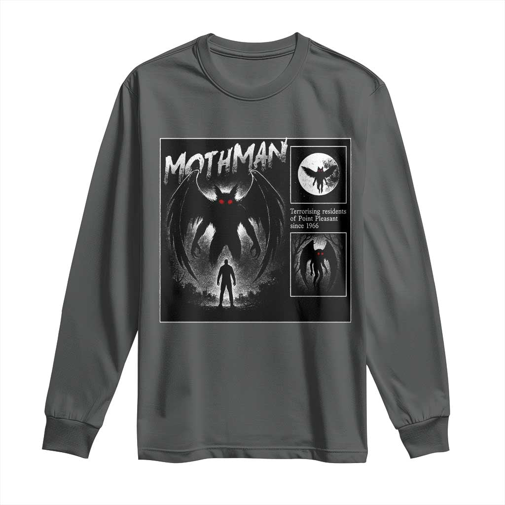 Mothman Long Sleeve Shirt Retro Horror Manga Urban Myth Cryptid Creature TS10 Dark Heather Print Your Wear