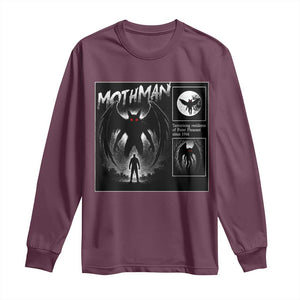 Mothman Long Sleeve Shirt Retro Horror Manga Urban Myth Cryptid Creature TS10 Maroon Print Your Wear