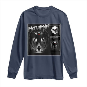 Mothman Long Sleeve Shirt Retro Horror Manga Urban Myth Cryptid Creature TS10 Navy Print Your Wear