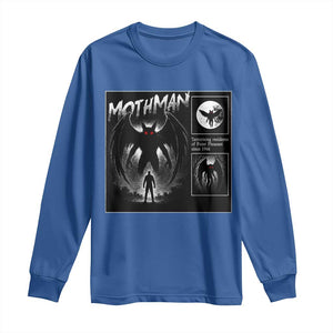 Mothman Long Sleeve Shirt Retro Horror Manga Urban Myth Cryptid Creature TS10 Royal Blue Print Your Wear
