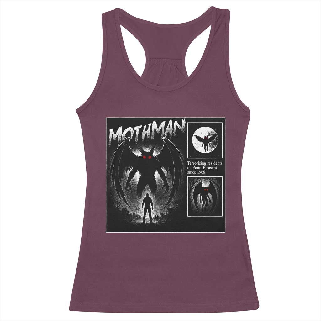 Mothman Racerback Tank Top Retro Horror Manga Urban Myth Cryptid Creature TS10 Maroon Print Your Wear
