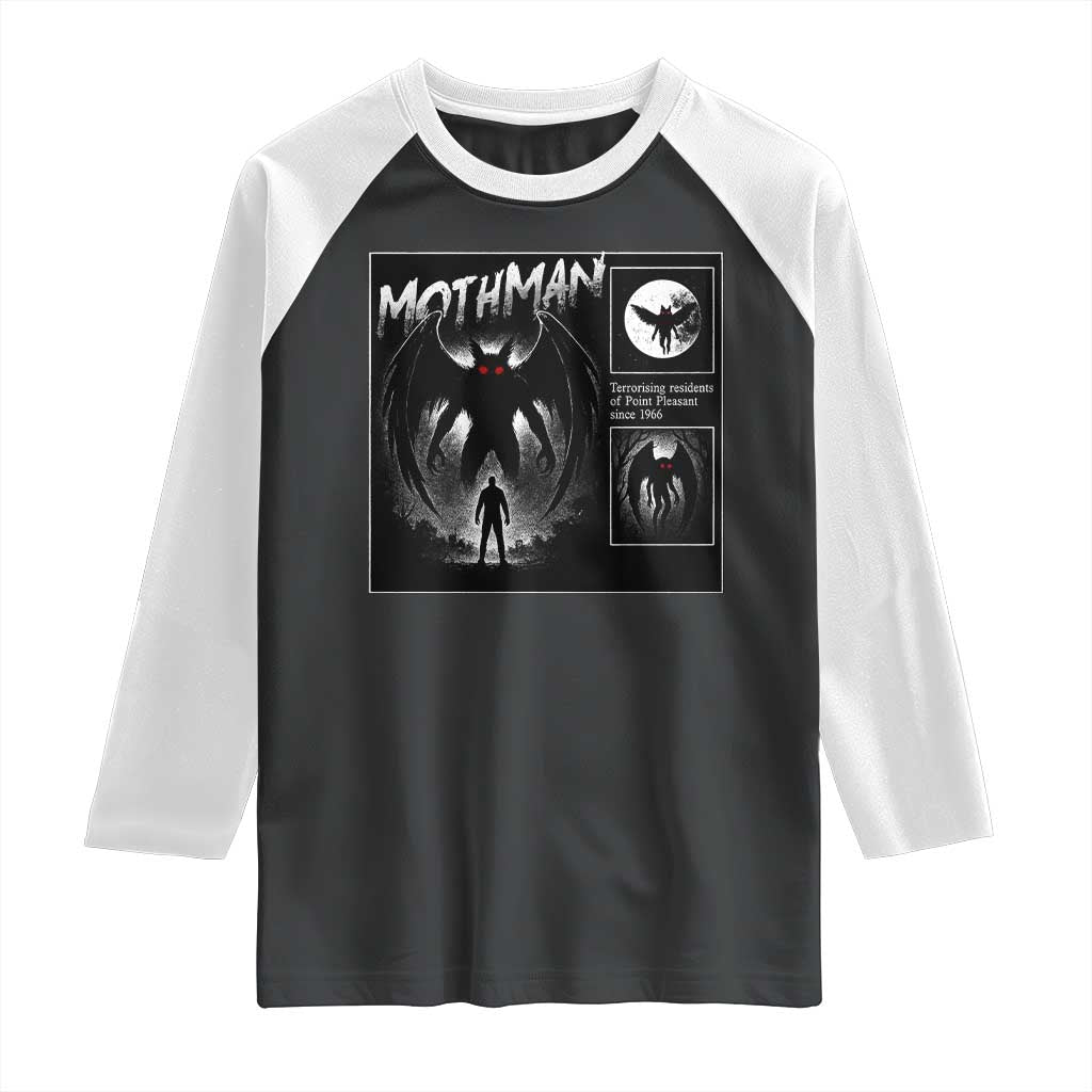 Mothman Raglan Shirt Retro Horror Manga Urban Myth Cryptid Creature TS10 Black White Print Your Wear