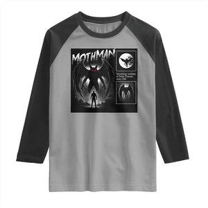 Mothman Raglan Shirt Retro Horror Manga Urban Myth Cryptid Creature TS10 Sport Gray Black Print Your Wear