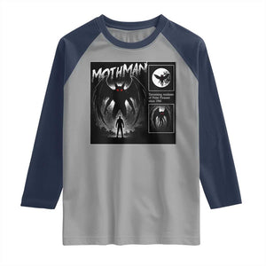 Mothman Raglan Shirt Retro Horror Manga Urban Myth Cryptid Creature TS10 Sport Gray Navy Print Your Wear