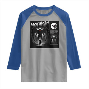 Mothman Raglan Shirt Retro Horror Manga Urban Myth Cryptid Creature TS10 Sport Gray Royal Print Your Wear