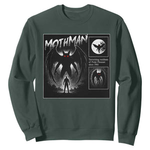 Mothman Sweatshirt Retro Horror Manga Urban Myth Cryptid Creature TS10 Dark Forest Green Print Your Wear