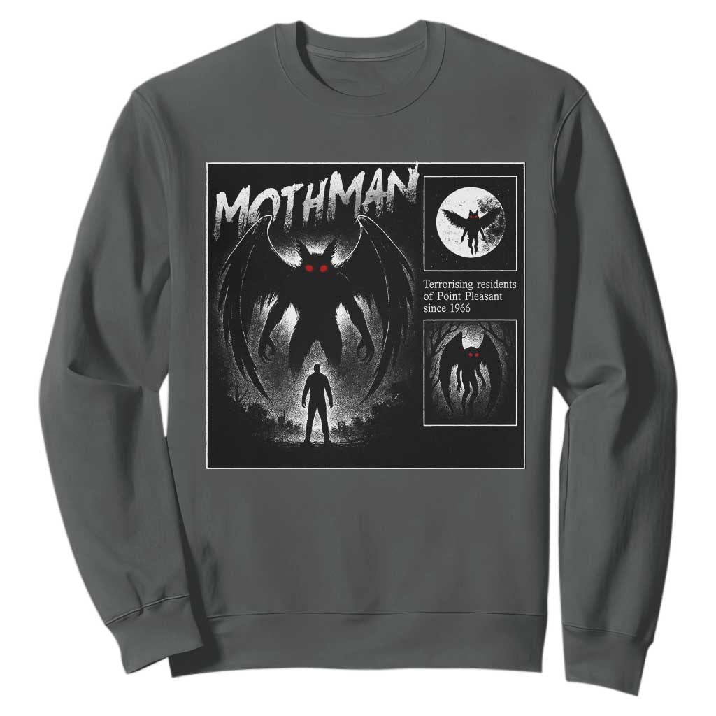 Mothman Sweatshirt Retro Horror Manga Urban Myth Cryptid Creature TS10 Dark Heather Print Your Wear