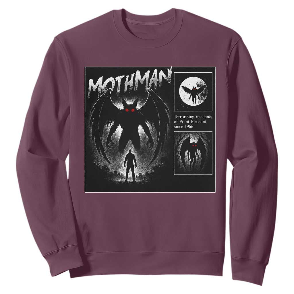 Mothman Sweatshirt Retro Horror Manga Urban Myth Cryptid Creature TS10 Maroon Print Your Wear