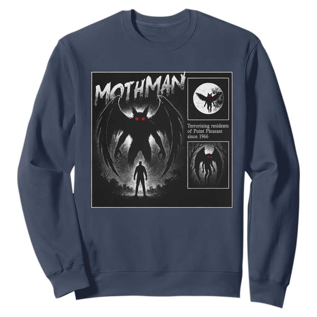 Mothman Sweatshirt Retro Horror Manga Urban Myth Cryptid Creature TS10 Navy Print Your Wear