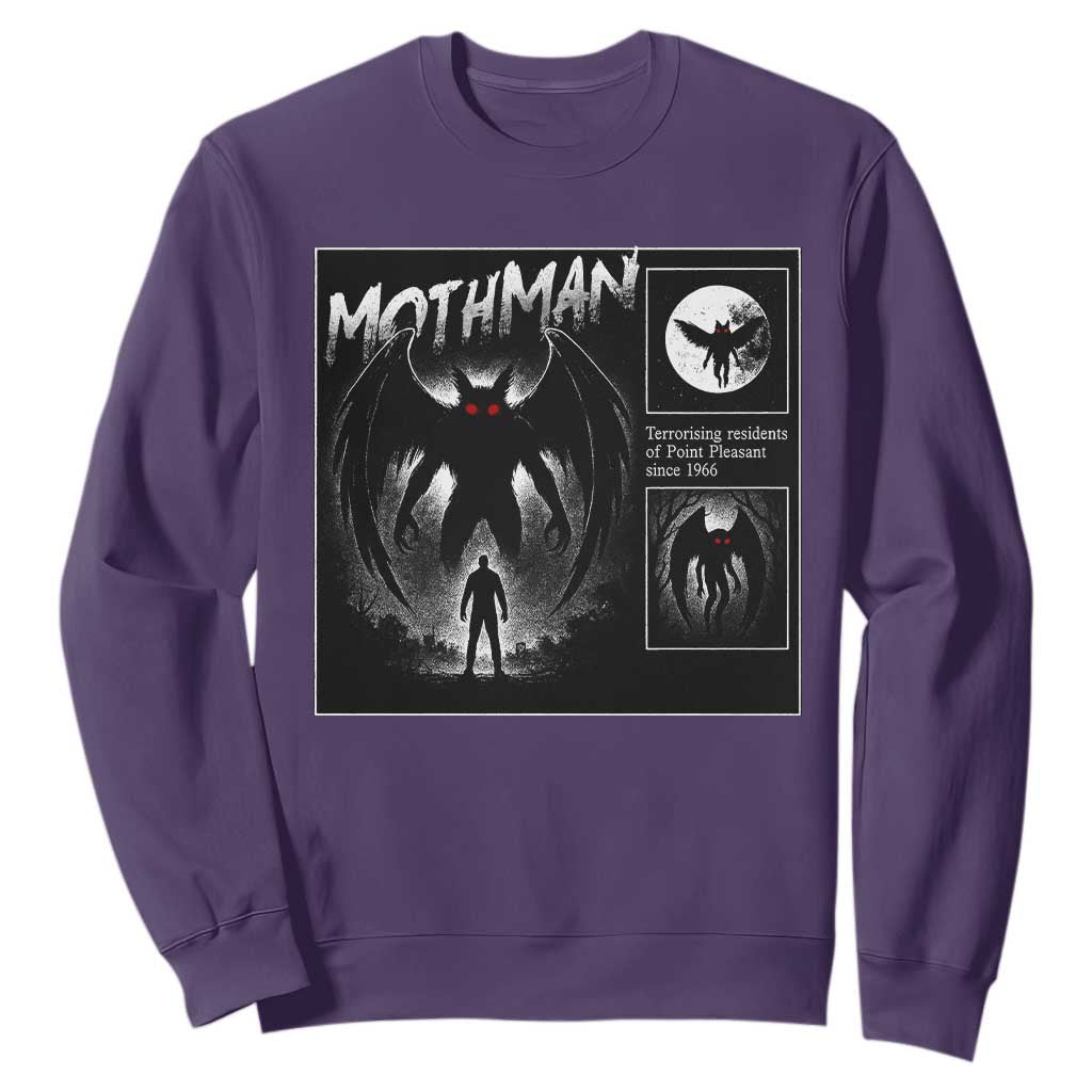 Mothman Sweatshirt Retro Horror Manga Urban Myth Cryptid Creature TS10 Purple Print Your Wear
