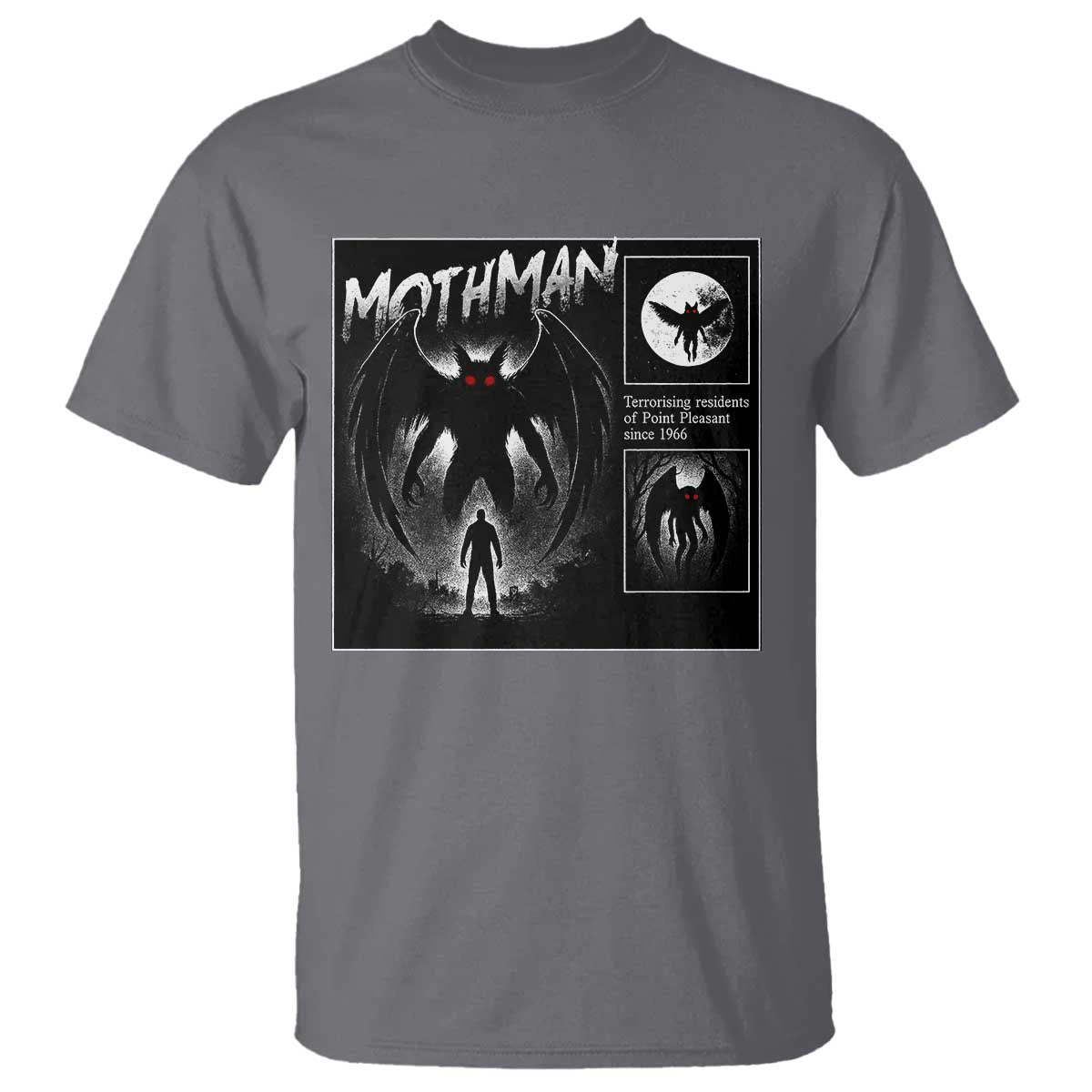 Mothman T Shirt Retro Horror Manga Urban Myth Cryptid Creature TS10 Charcoal Print Your Wear