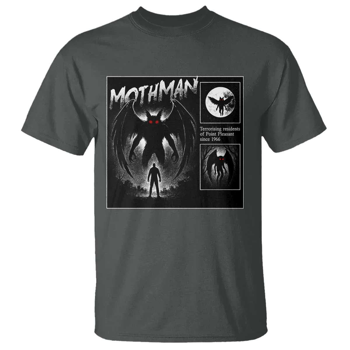Mothman T Shirt Retro Horror Manga Urban Myth Cryptid Creature TS10 Dark Heather Print Your Wear