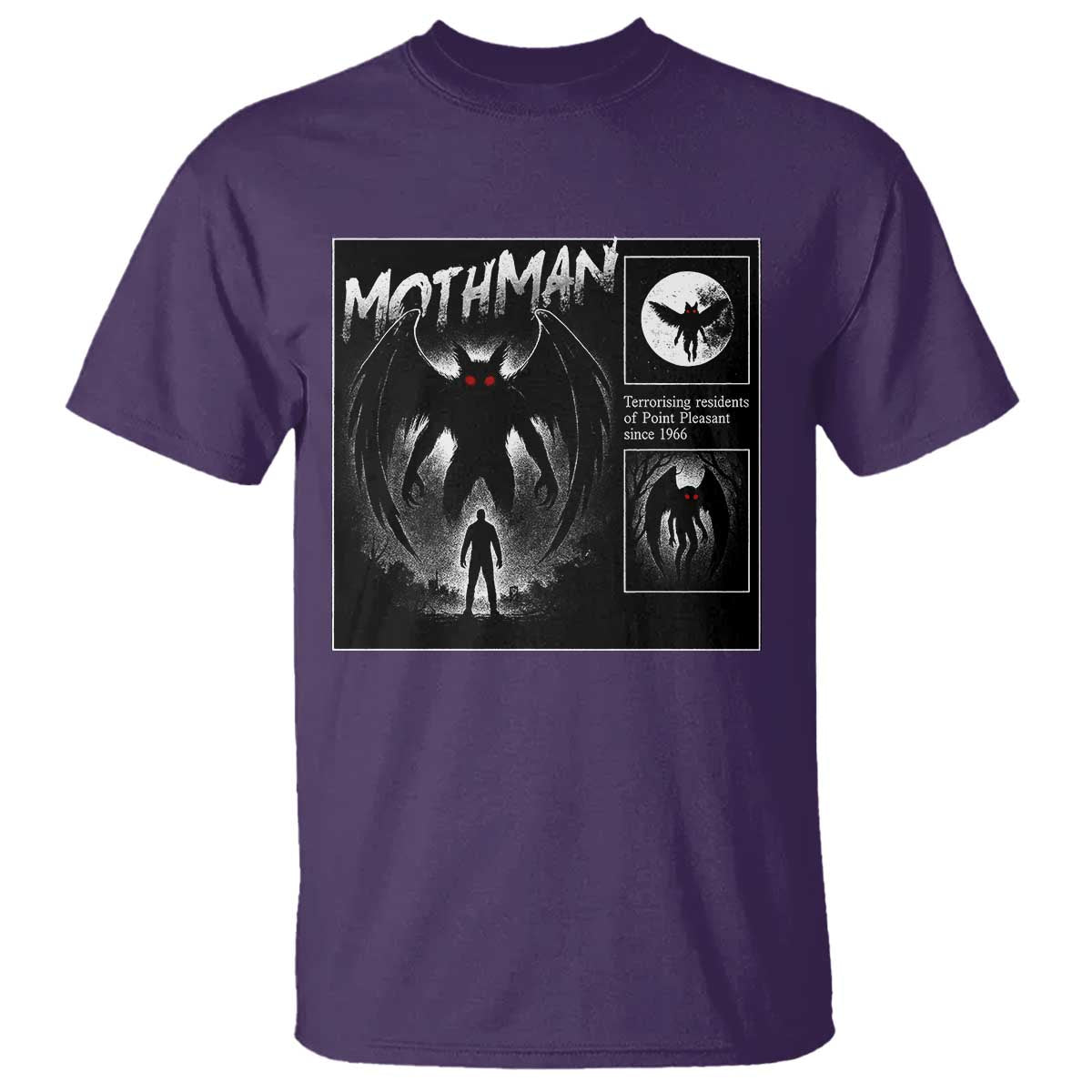 Mothman T Shirt Retro Horror Manga Urban Myth Cryptid Creature TS10 Purple Print Your Wear
