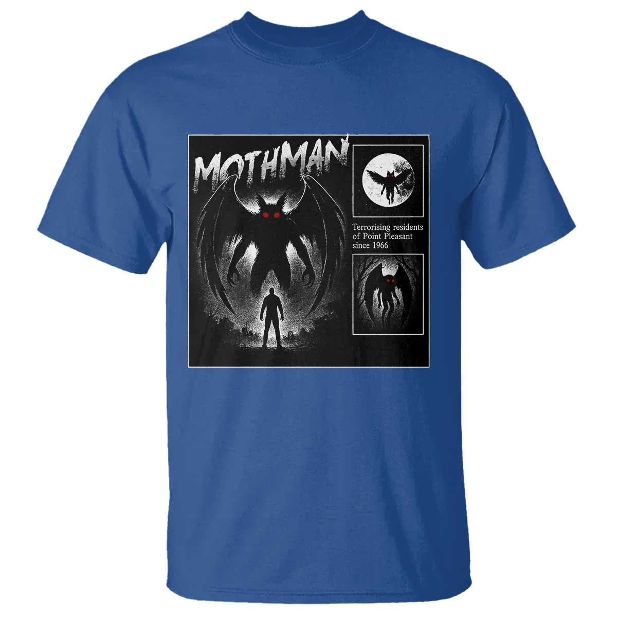 Mothman T Shirt Retro Horror Manga Urban Myth Cryptid Creature TS10 Royal Blue Print Your Wear