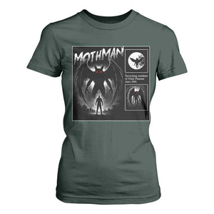 Mothman T Shirt For Women Retro Horror Manga Urban Myth Cryptid Creature TS10 Dark Forest Green Print Your Wear