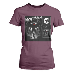 Mothman T Shirt For Women Retro Horror Manga Urban Myth Cryptid Creature TS10 Maroon Print Your Wear
