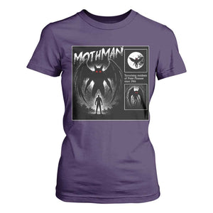 Mothman T Shirt For Women Retro Horror Manga Urban Myth Cryptid Creature TS10 Purple Print Your Wear