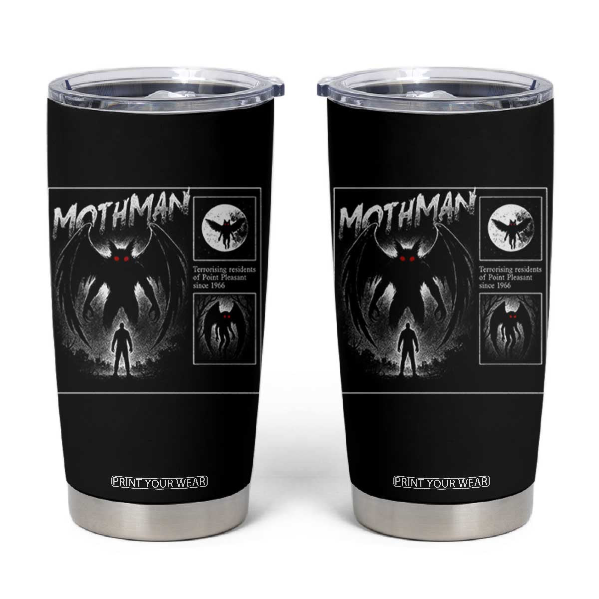 Mothman Tumbler Cup Retro Horror Manga Urban Myth Cryptid Creature TS10 Black Print Your Wear