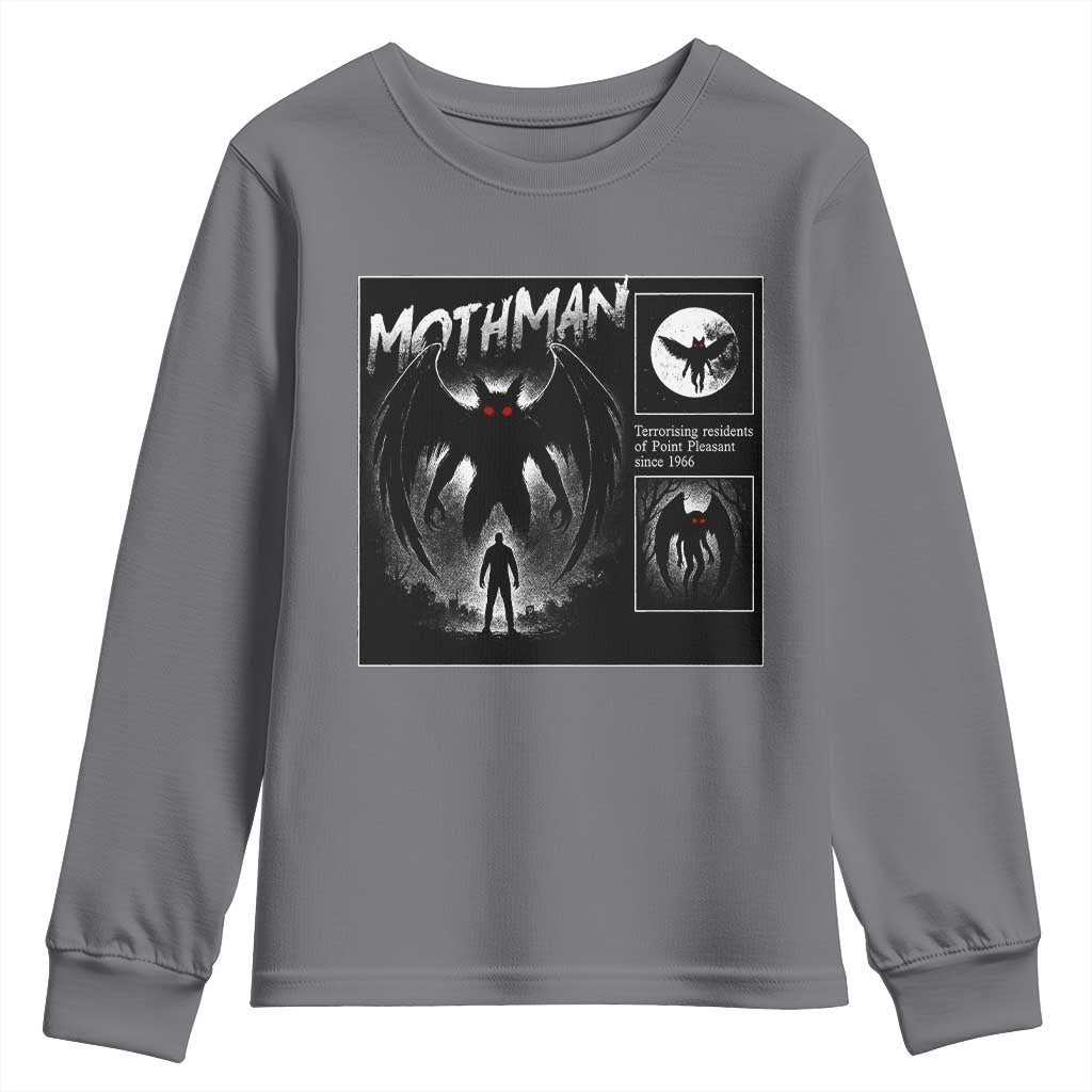 Mothman Youth Sweatshirt Retro Horror Manga Urban Myth Cryptid Creature TS10 Charcoal Print Your Wear