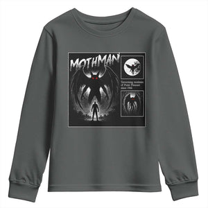 Mothman Youth Sweatshirt Retro Horror Manga Urban Myth Cryptid Creature TS10 Dark Heather Print Your Wear