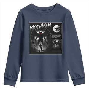 Mothman Youth Sweatshirt Retro Horror Manga Urban Myth Cryptid Creature TS10 Navy Print Your Wear