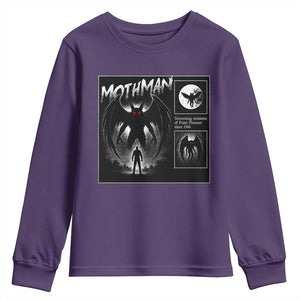 Mothman Youth Sweatshirt Retro Horror Manga Urban Myth Cryptid Creature TS10 Purple Print Your Wear