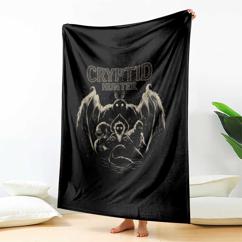 Retro Cryptid Hunter Throw Blanket Mothman Bigfoot Loch Ness Monster Cryptids TS10 Print Your Wear