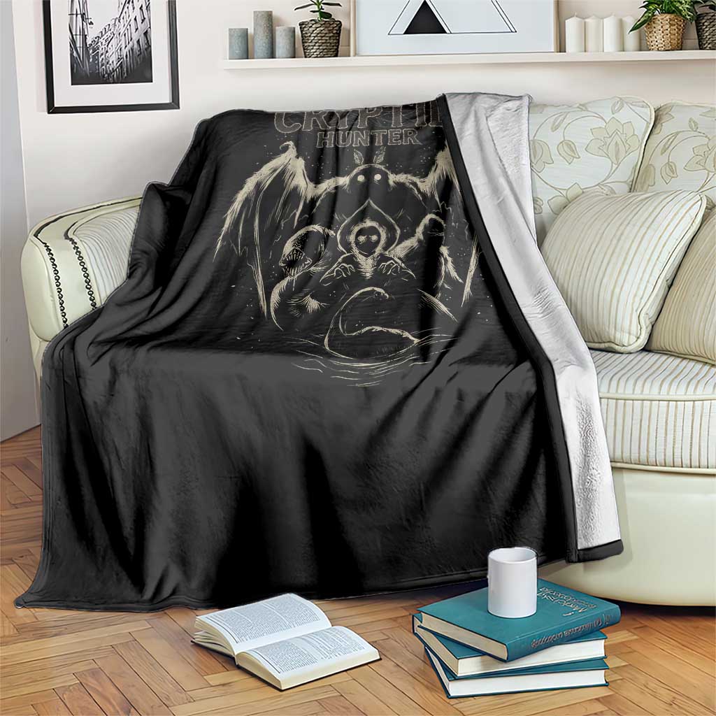 Retro Cryptid Hunter Throw Blanket Mothman Bigfoot Loch Ness Monster Cryptids TS10 Print Your Wear