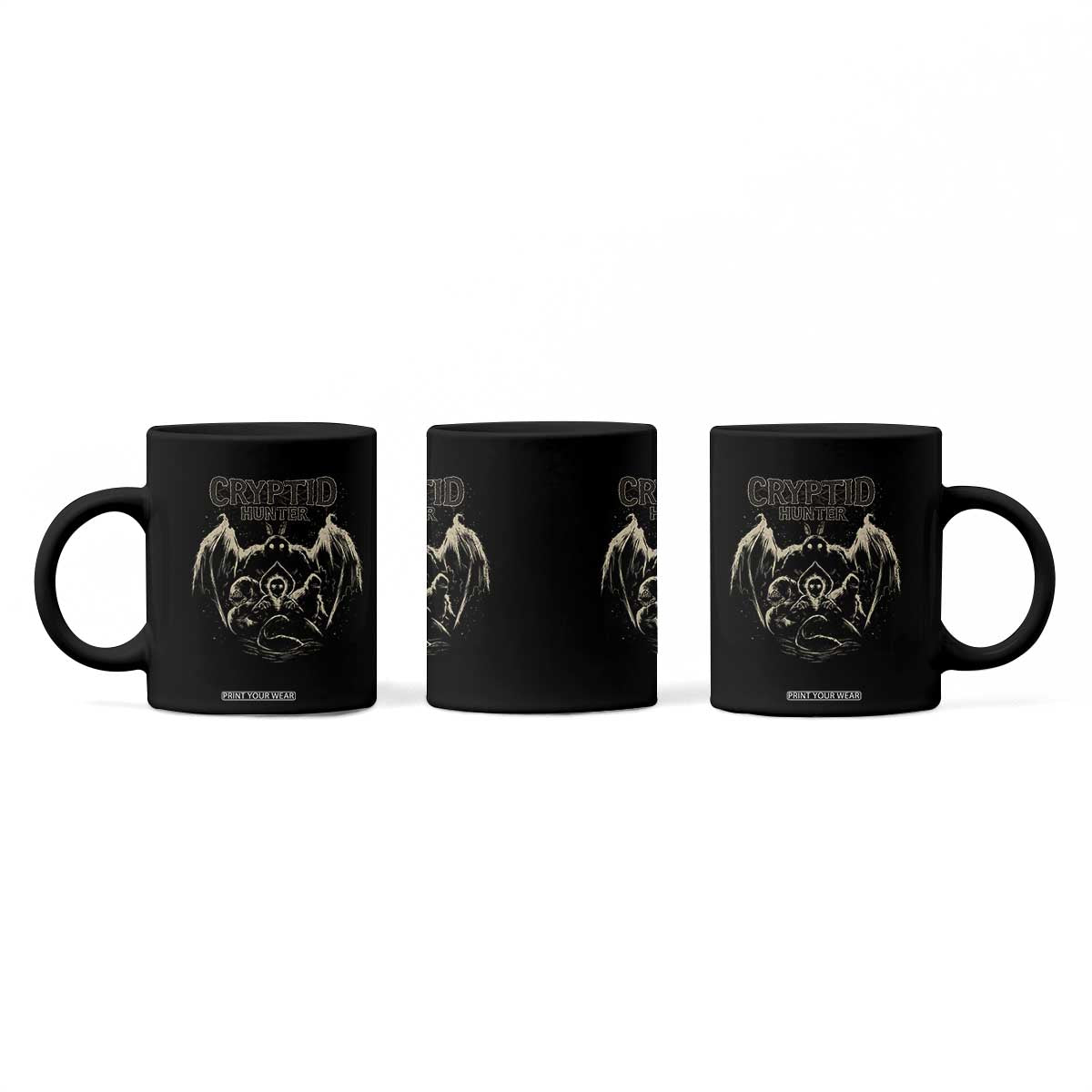 Retro Cryptid Hunter Coffee Mug Mothman Bigfoot Loch Ness Monster Cryptids TS10 Print Your Wear