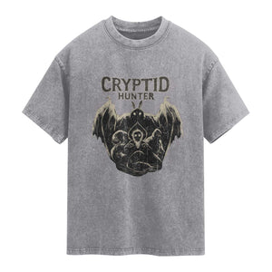 Retro Cryptid Hunter Washed Cotton T-Shirt Mothman Bigfoot Loch Ness Monster Cryptids