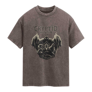 Retro Cryptid Hunter Washed Cotton T-Shirt Mothman Bigfoot Loch Ness Monster Cryptids