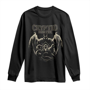 Retro Cryptid Hunter Long Sleeve Shirt Mothman Bigfoot Loch Ness Monster Cryptids TS10 Black Print Your Wear