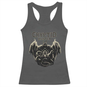 Retro Cryptid Hunter Racerback Tank Top Mothman Bigfoot Loch Ness Monster Cryptids TS10 Dark Heather Print Your Wear