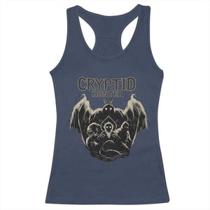 Retro Cryptid Hunter Racerback Tank Top Mothman Bigfoot Loch Ness Monster Cryptids TS10 Navy Print Your Wear