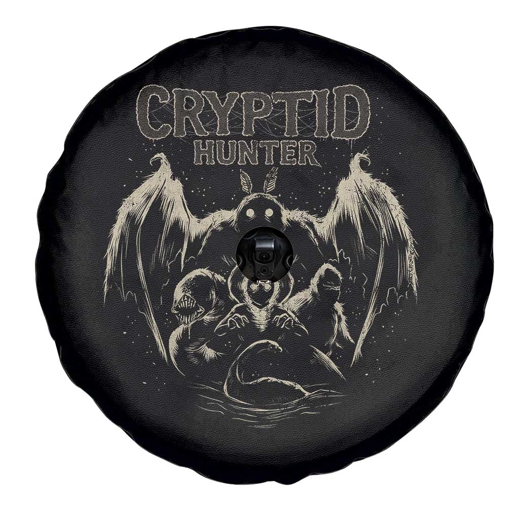Retro Cryptid Hunter Spare Tire Cover Mothman Bigfoot Loch Ness Monster Cryptids TS10 Print Your Wear