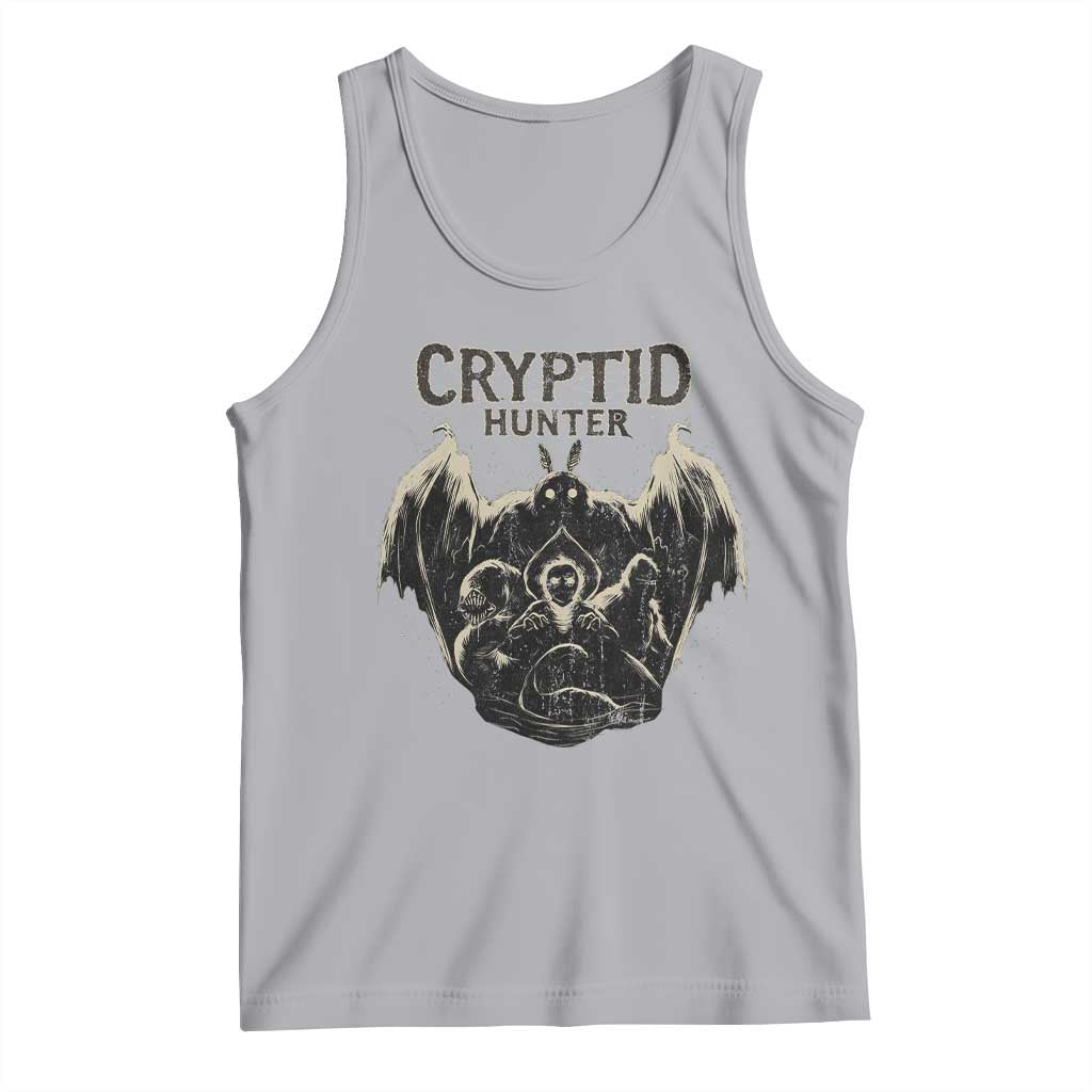 Retro Cryptid Hunter Tank Top Mothman Bigfoot Loch Ness Monster Cryptids TS10 Athletic Heather Print Your Wear