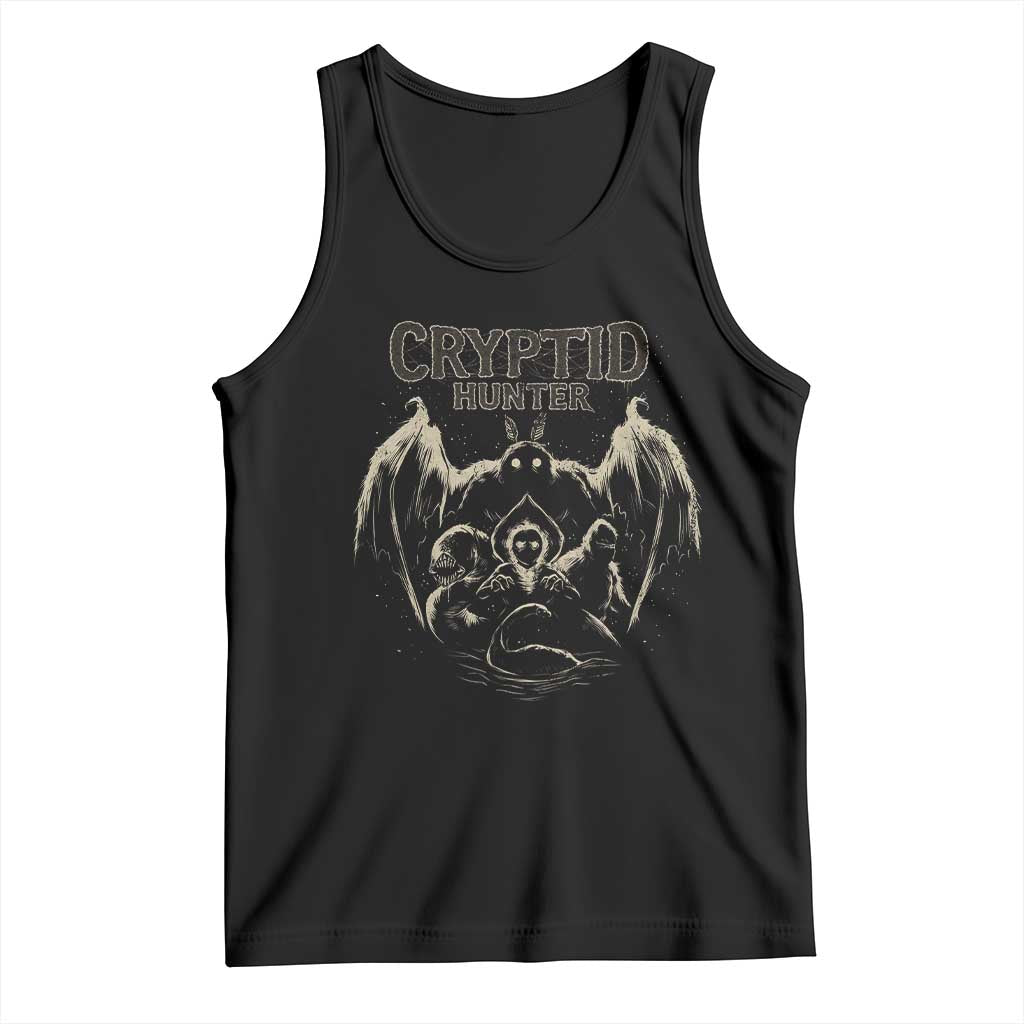 Retro Cryptid Hunter Tank Top Mothman Bigfoot Loch Ness Monster Cryptids TS10 Black Print Your Wear
